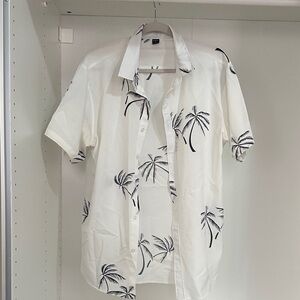 Shein White Palm Tree Print Men's Shirt